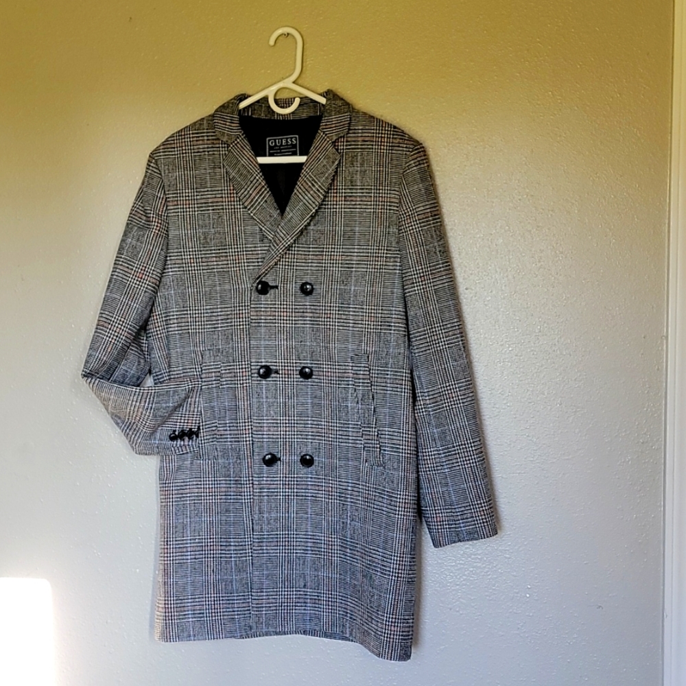 Guess Marmont Plaid Double Breasted Coat